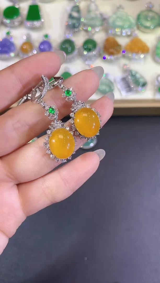 18K金镶嵌翡翠耳饰42-耳饰