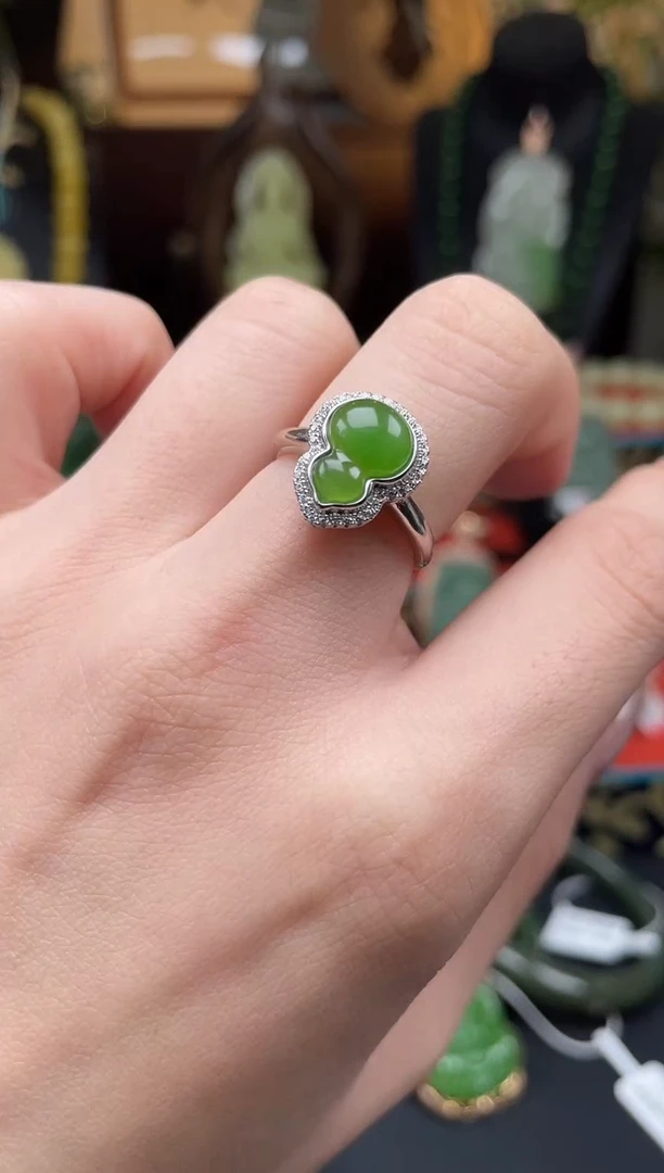 和田玉戒指银S925镶嵌戒指XH14