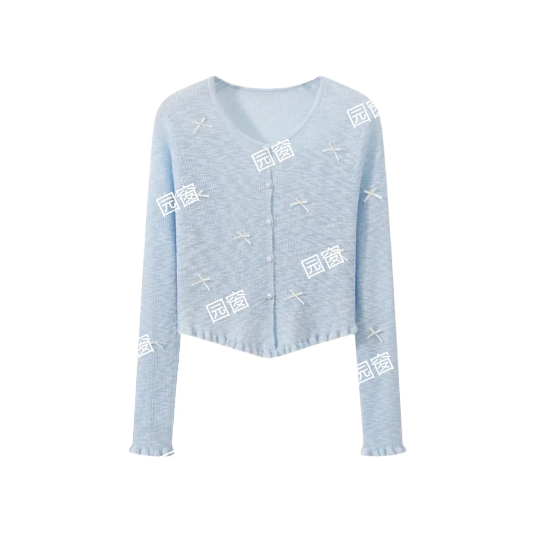 6019时尚气质手工蝴蝶结防晒上衣9811