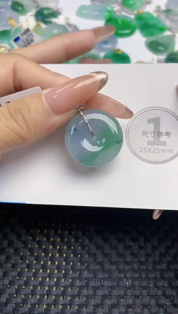 颈饰18K金镶嵌翡翠天然缅甸A货翡翠百元以上9元证书费自理