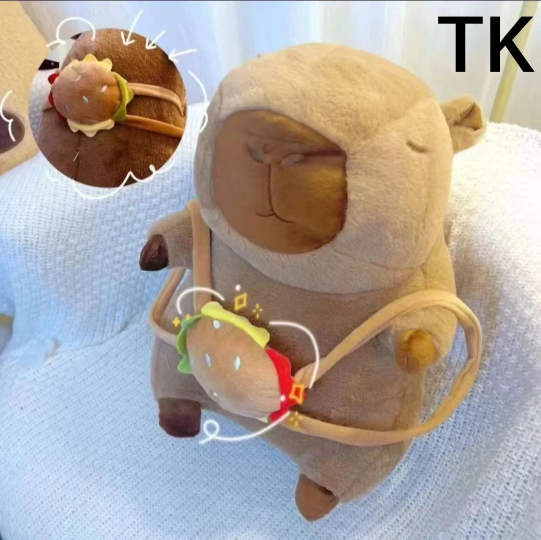 发可爱卡通汉堡卡皮巴拉一个40cm破损联系客服