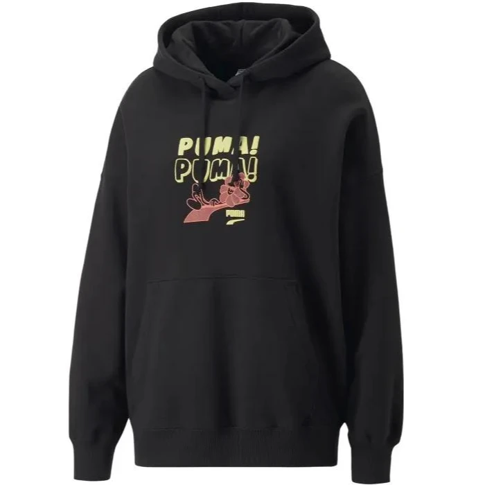 PUMA/彪马【大仓】女款字母印花抽绳连帽长袖卫衣 537633-01-02