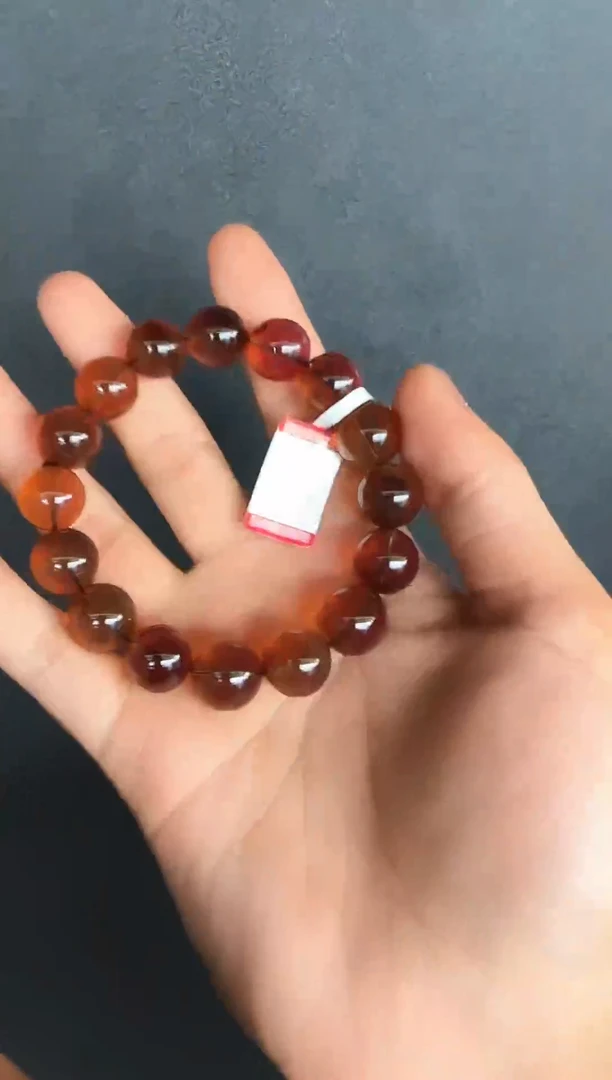 手串琥珀未镶嵌*55微瑕缅甸琥珀紫罗兰手串12mm