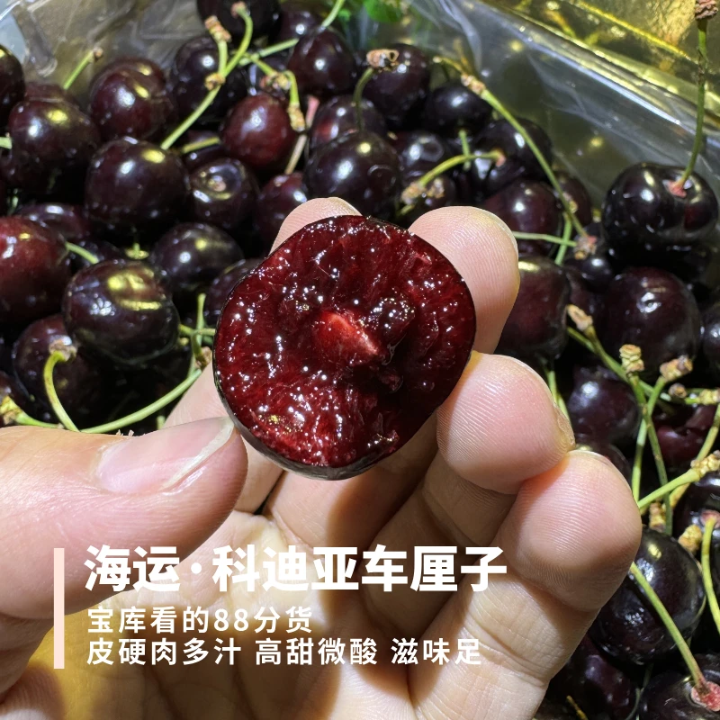 科迪亚车厘子海运 J/2J 5斤原箱皮硬肉多汁高甜味浓郁 内附果径卡