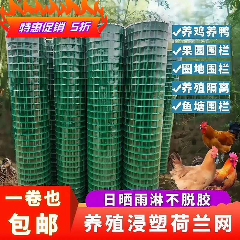 铁丝网围栏养鸡硬塑钢丝网荷兰网养殖防护网果园隔离栅栏爬藤网