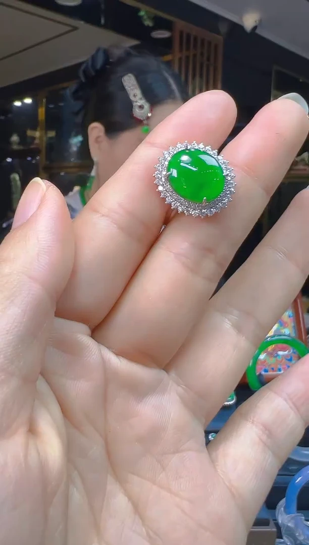 银S925镶嵌戒指翡翠003(多样性发货发其一)