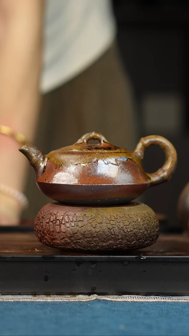 茶壶紫砂柴烧紫砂天青竹节