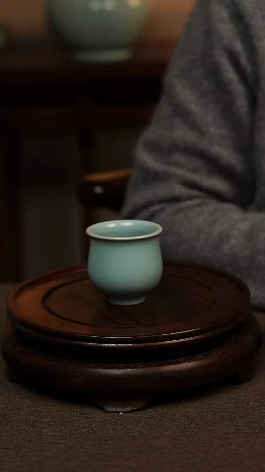 瓷片仿古天青全手工淑女杯70ml 一级 不带礼盒