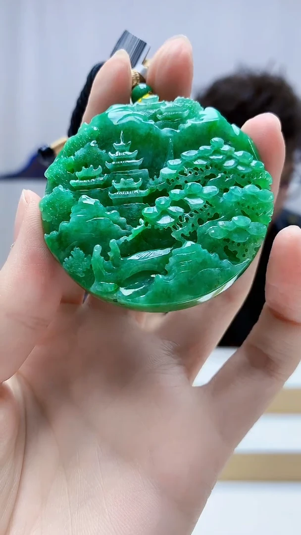 未镶嵌定制翡翠4688zm-毛货挂件山水112