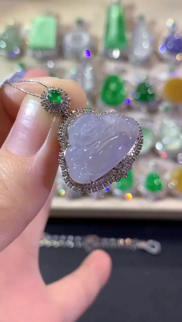 吊坠(不含链)18K金镶嵌翡翠冬日珠宝W7 紫货有色差