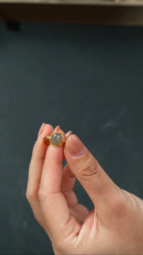 和田玉戒指银S925镶嵌B0724