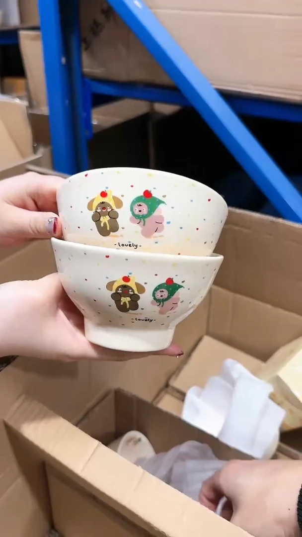 【闪购商品】瓷片两只小熊米饭碗两只