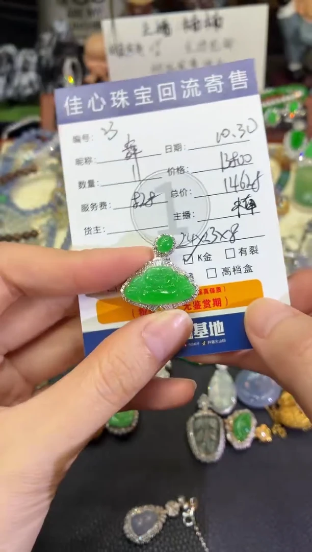 颈饰18K金镶嵌翡翠舞**飞翡翠——1030023