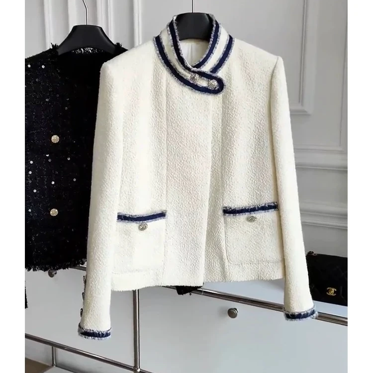 早秋新款绵羊毛轻奢高级百搭定制小香风外套短款上衣女BN0134