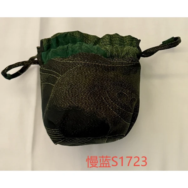 【慢蓝】山海经绿色香云纱拉绳圆口单杯袋8*12大号（慢蓝S1723）