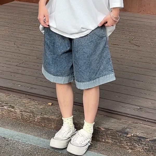 【赵哈哈】夏季新款休闲牛仔裤五分裤女日系百搭中裤文艺复古阔腿