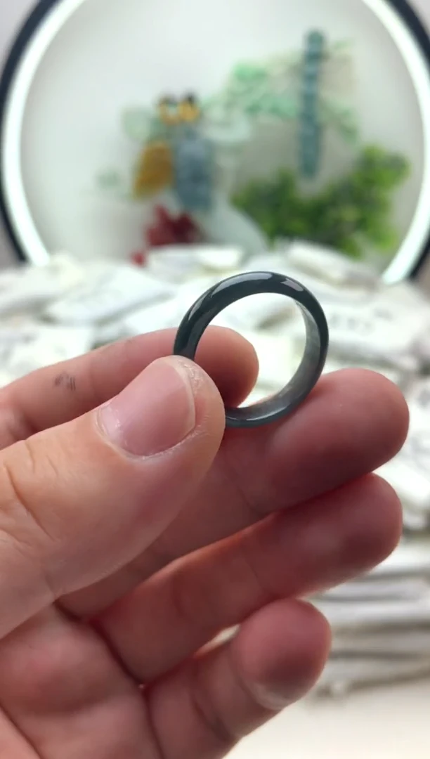 翡翠未镶嵌颈饰乌鸡戒圈