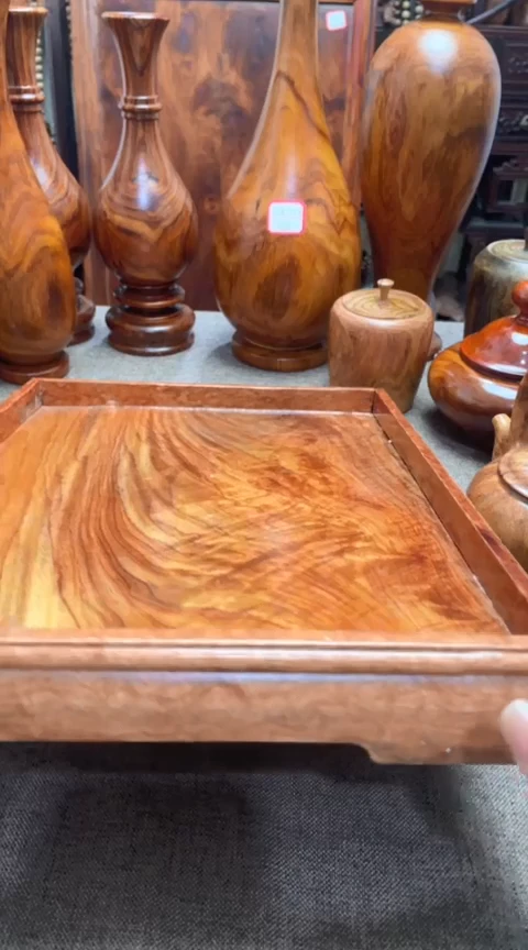 【闪购商品】大果紫檀（缅甸花梨）木艺缅花文盘