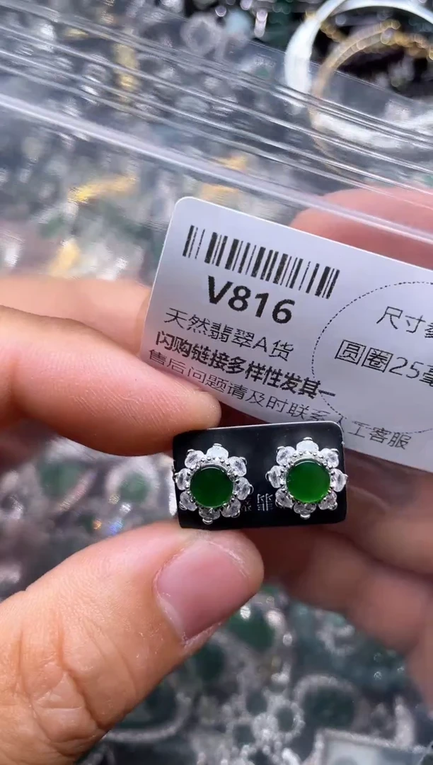 【闪购商品】翡翠颈饰未镶嵌V816耳钉
