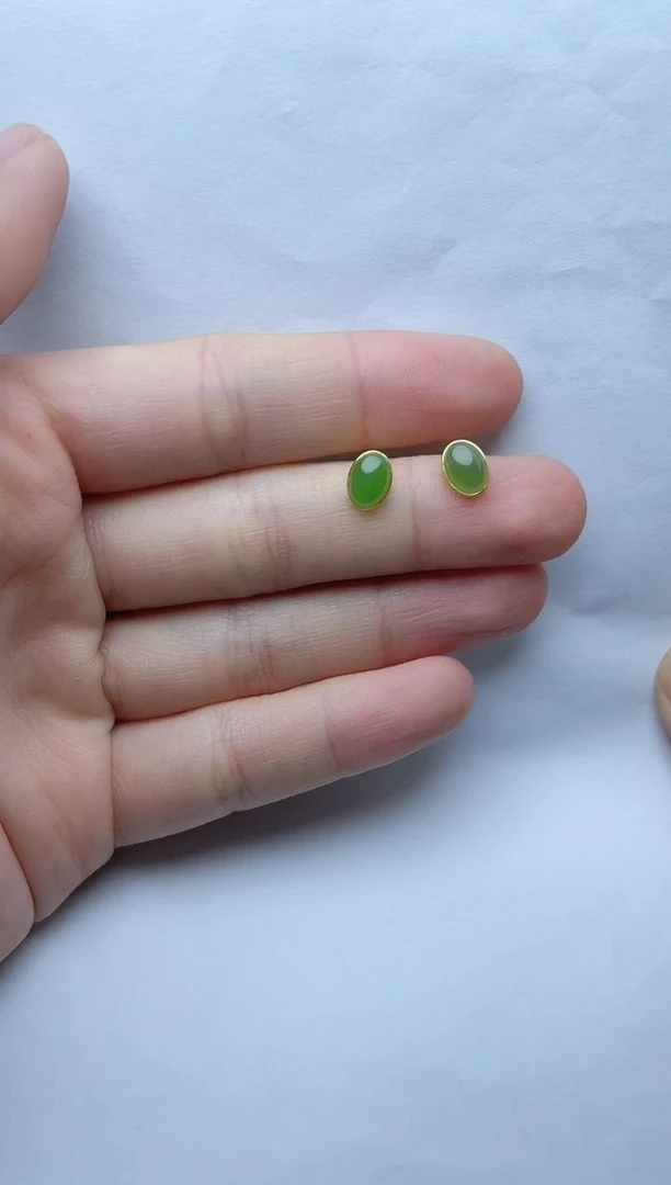 【闪购商品】和田玉耳饰银S925镶嵌耳钉kk