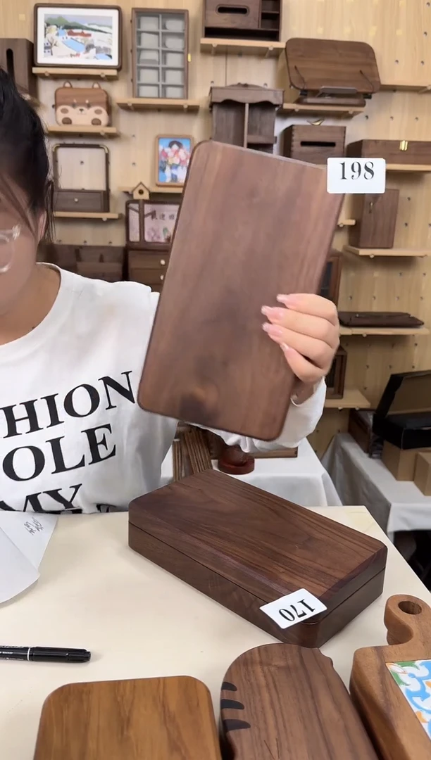 木198号北美黑胡桃黑巧首饰盒