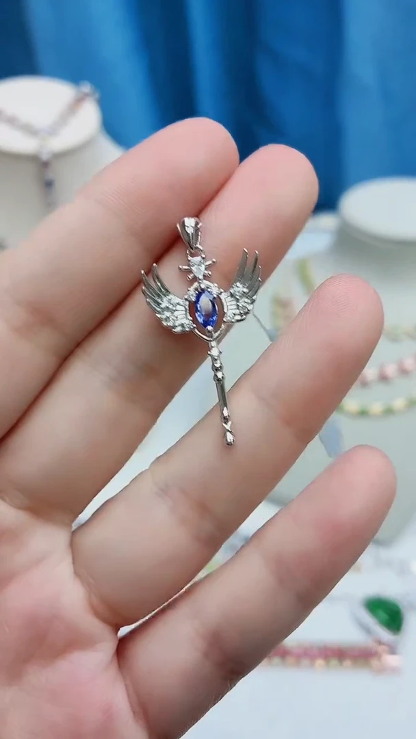 银S925镶嵌吊坠坦桑石307ZB1113产品一个（多样性）