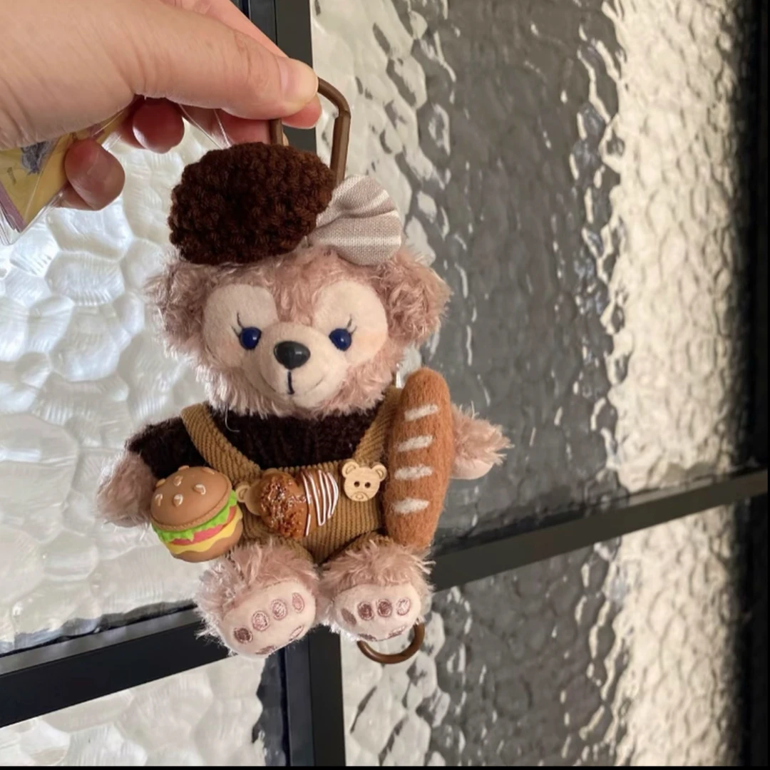 美拉德风格雪莉玫背带裤毛绒小熊公仔钥匙扣包包挂饰