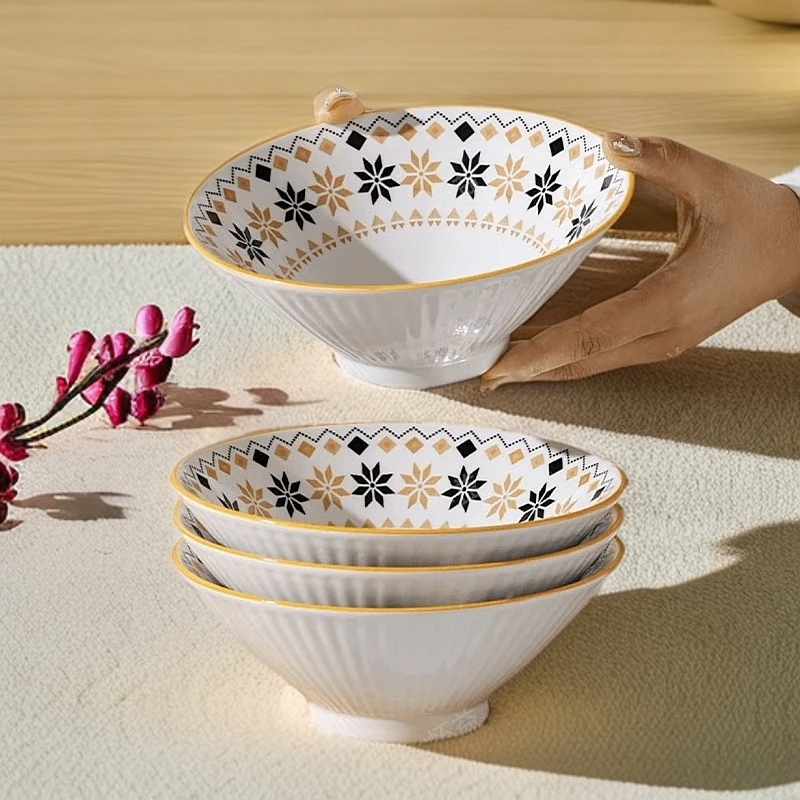 【粉丝专享】波西米亚系列4个装7英寸家用釉下彩斗笠碗拉面碗