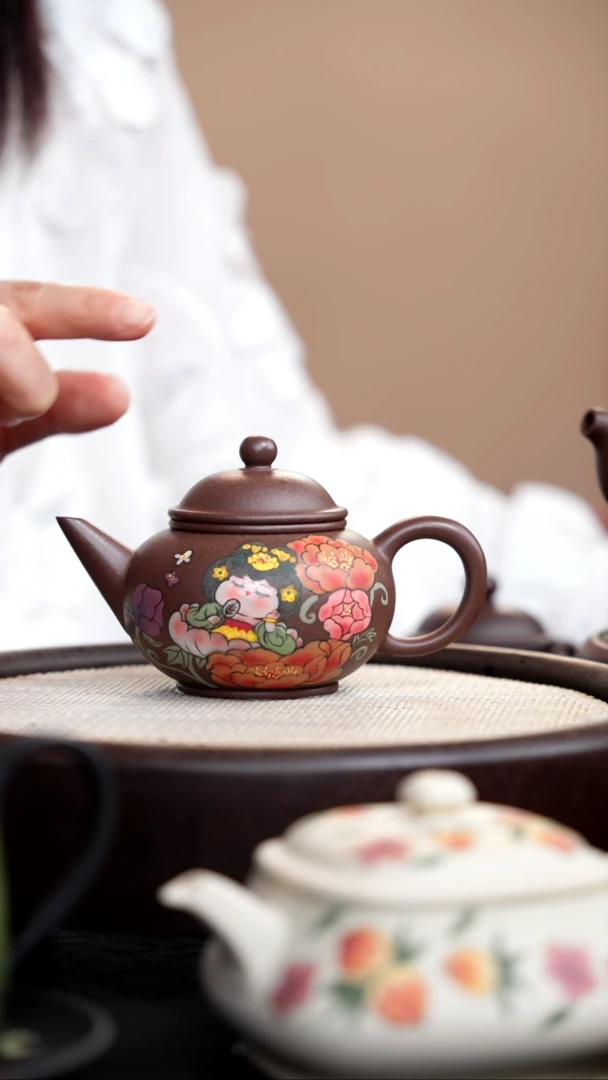 茶壶紫砂沉香泥水平泥绘唐美人