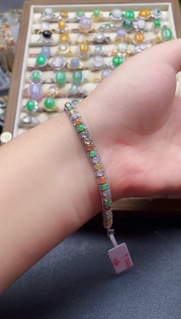 银S925镶嵌手链翡翠152