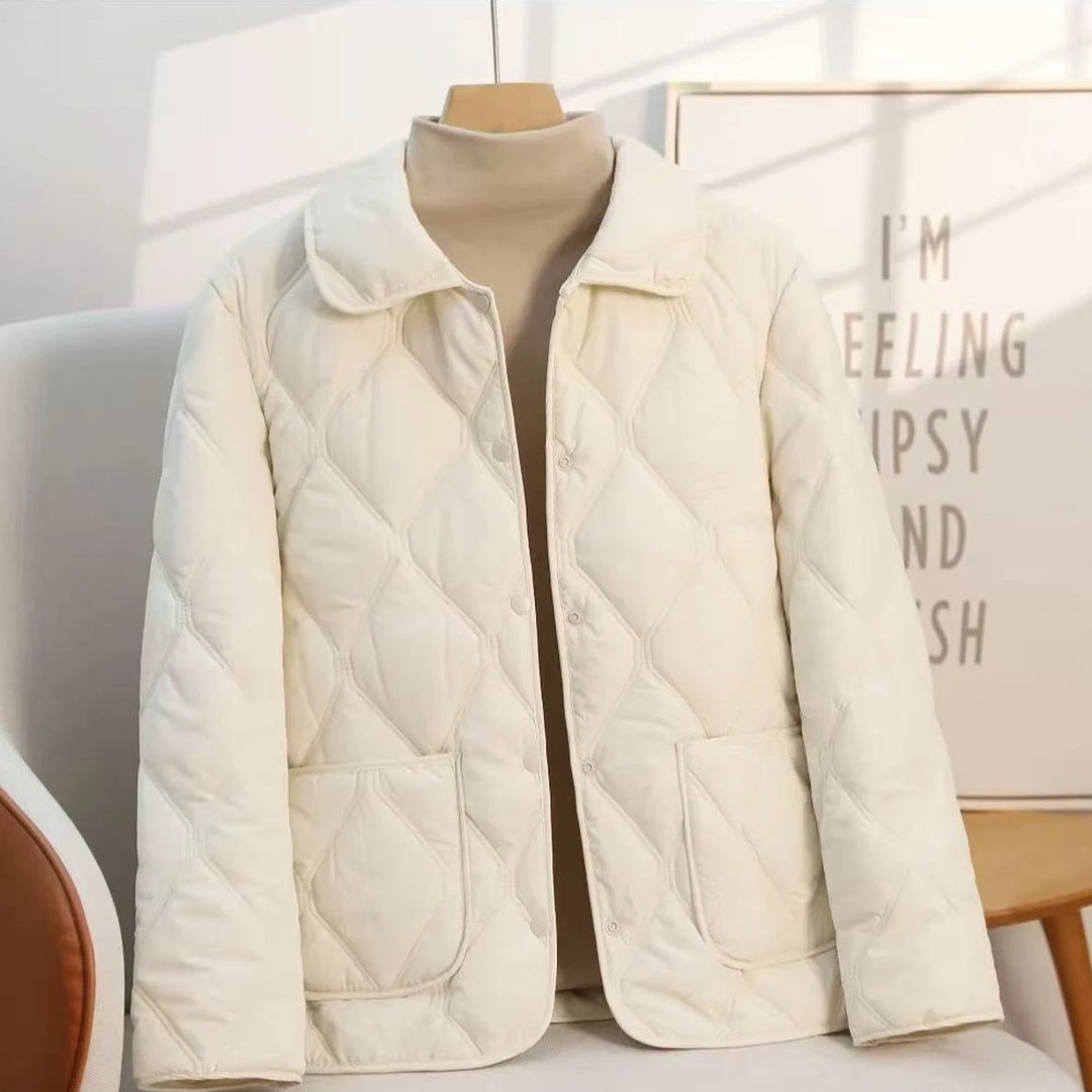 2025新款轻薄棉服短款时尚气质秋冬季保暖菱格洋气