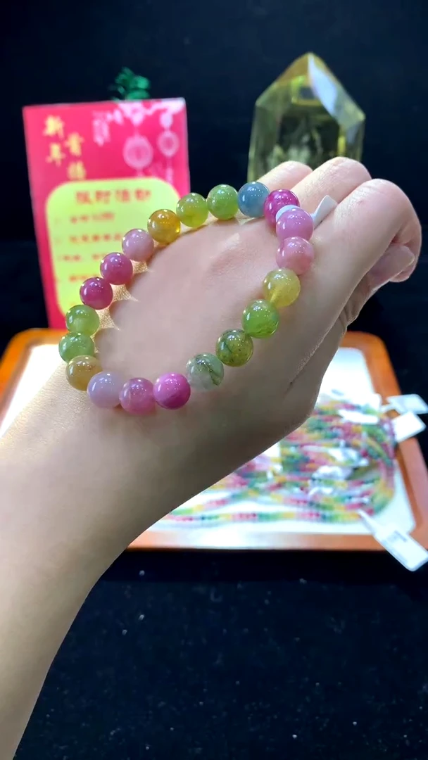 【闪购商品】碧玺手链未镶嵌【梦源珠宝】9m天然碧玺单圈手链