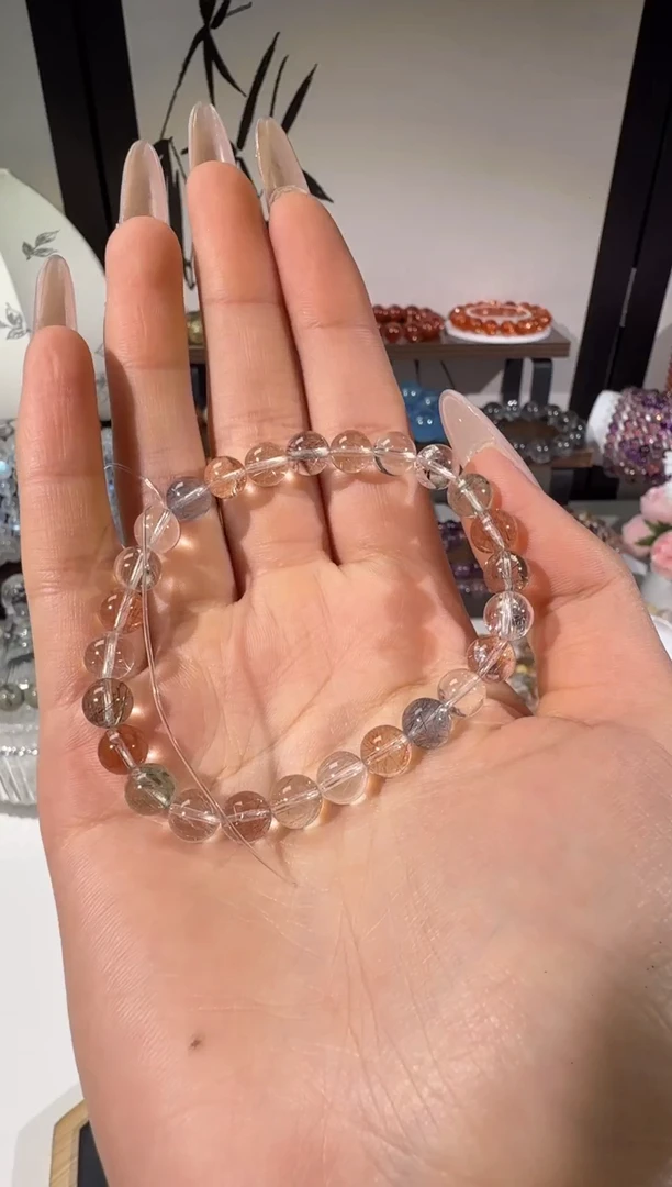 水晶摆件未镶嵌钢丝彩兔毛手串