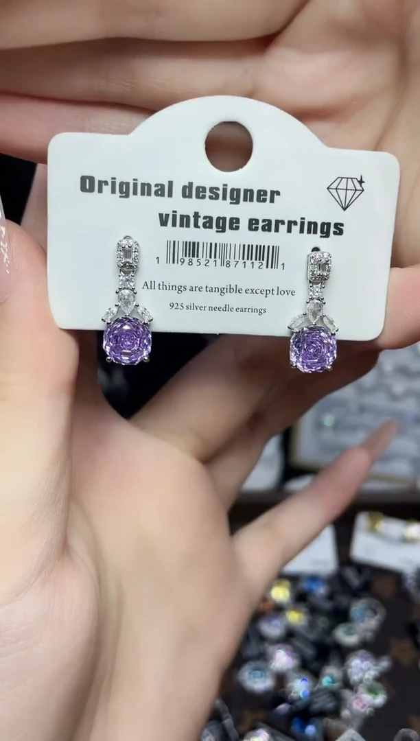 合成立方氧化锆925银编号F0208 耳坠