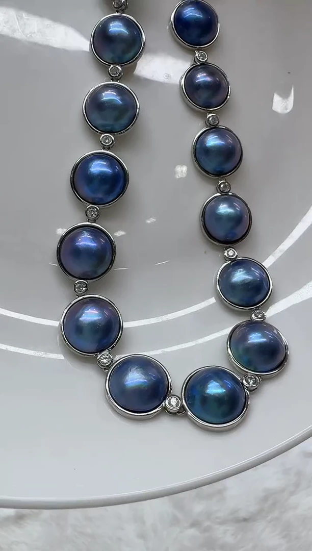 【闪购商品】拼合珍珠（马贝珠）颈饰银S925镶嵌清货