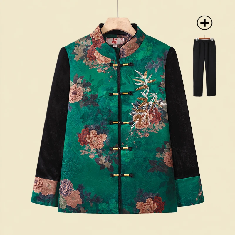 中老年人秋装外套女奶奶新中式唐装上衣妈妈春秋喜庆国风衣服婆婆