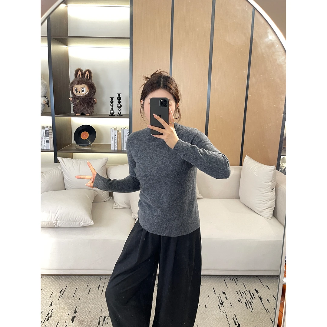 裂渡宣宣【绝顶内搭】圆领半高领打底上衣女冬百搭羊毛羊绒衫ZY1091