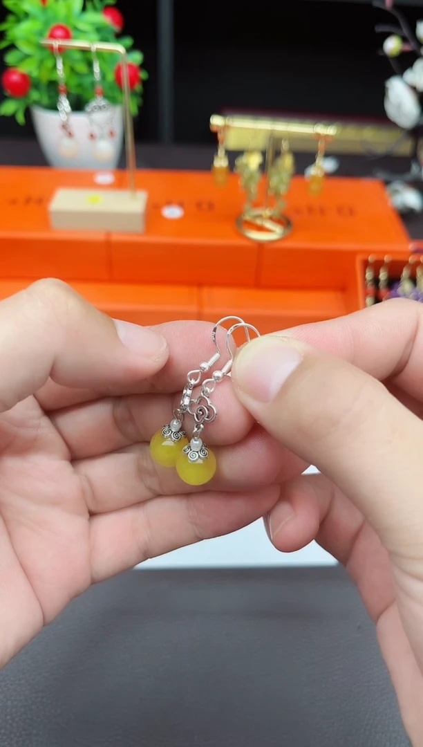 玛瑙/玉髓耳饰银S925镶嵌702000