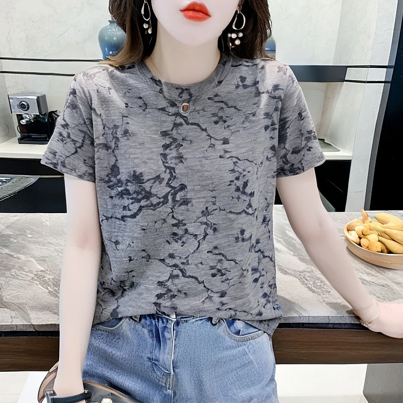 气质女装短袖百搭休闲T恤衫夏季轻薄舒适新疆棉圆领短袖上衣