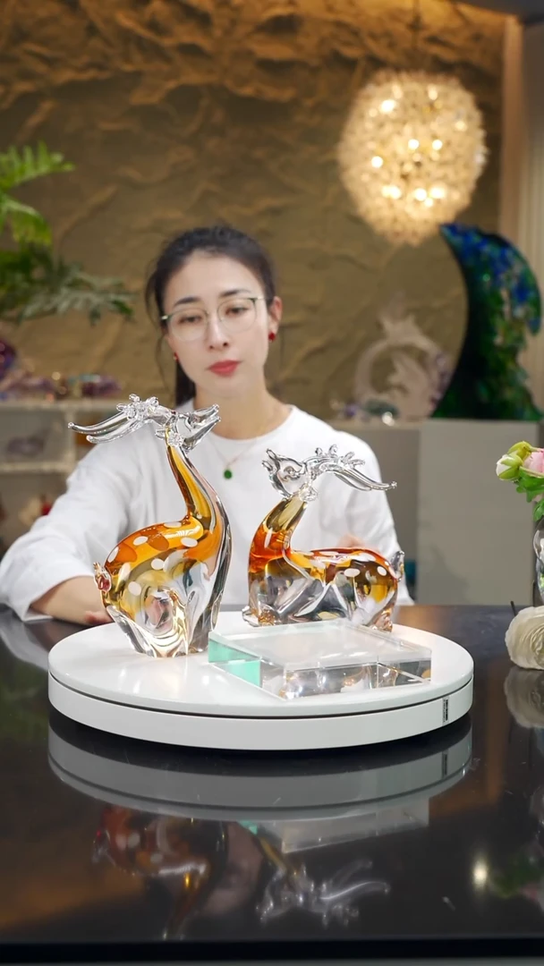 用****0琥珀色小鹿摆件一对