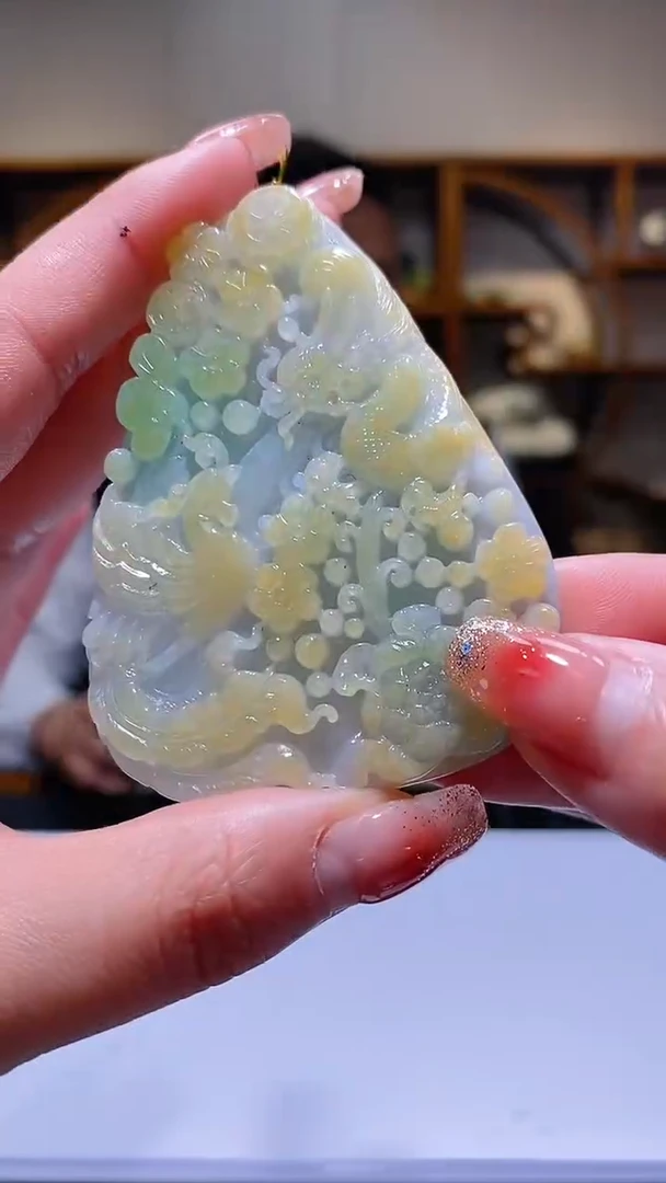 【闪购商品】定制翡翠未镶嵌36/0118/W发起一件/龙凤呈祥