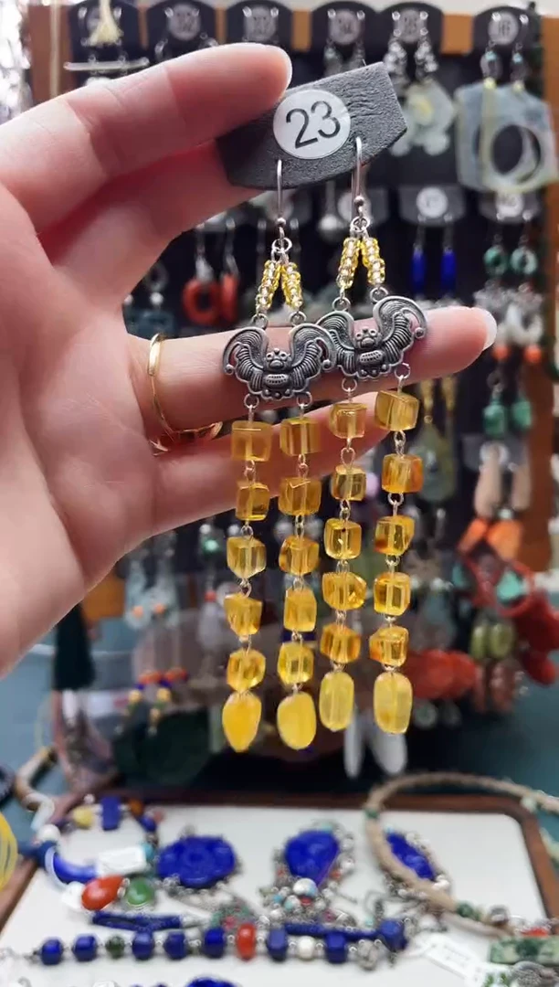 蜜蜡未镶嵌耳饰饰品