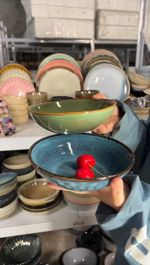 陶瓷外贸尾货瑕疵满20包邮X2菜碗组合18厘米