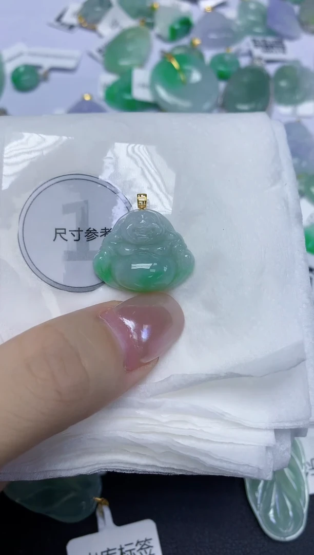 颈饰18K金镶嵌翡翠天然缅甸翡翠A货百元以上9元证书费自理