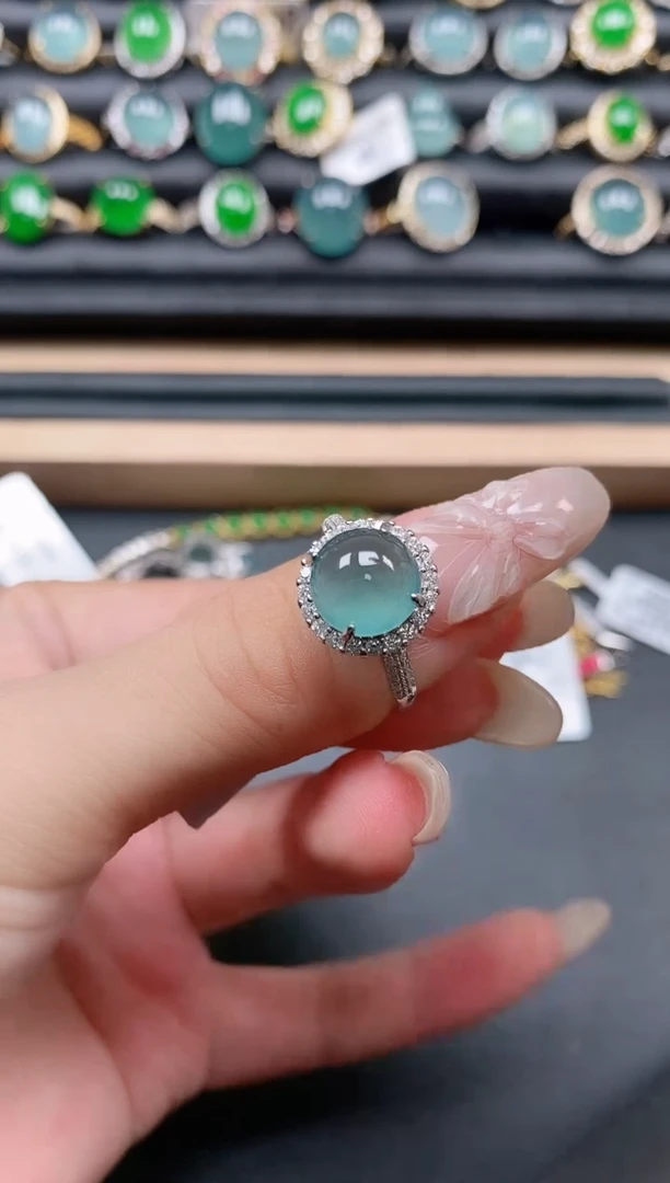 翡翠戒指银S925镶嵌111111