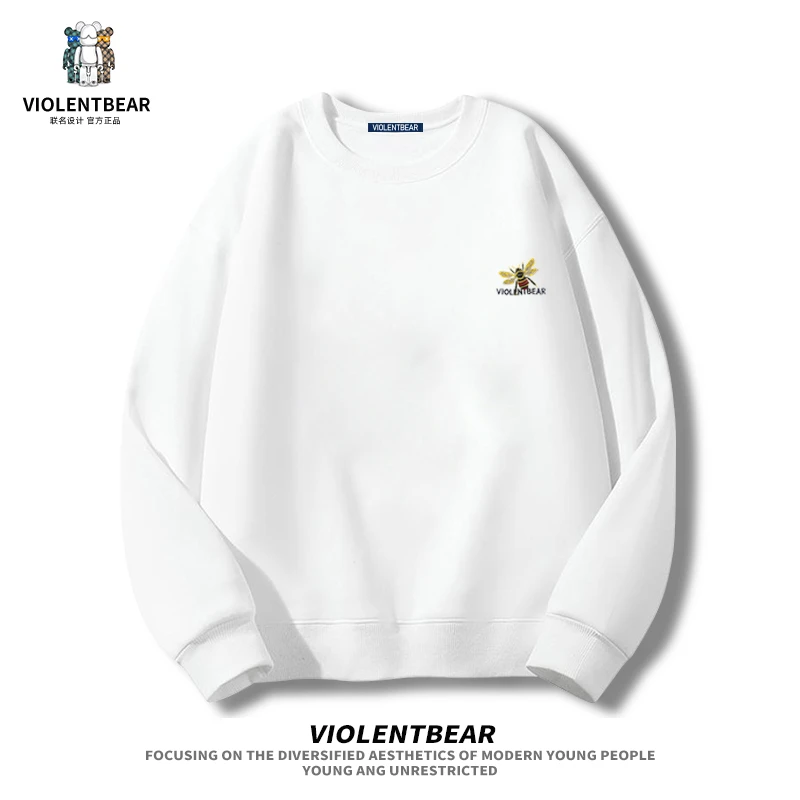 暴力熊秋冬款卫衣男2024新款潮流潮牌时尚刺绣长袖上衣打底衫