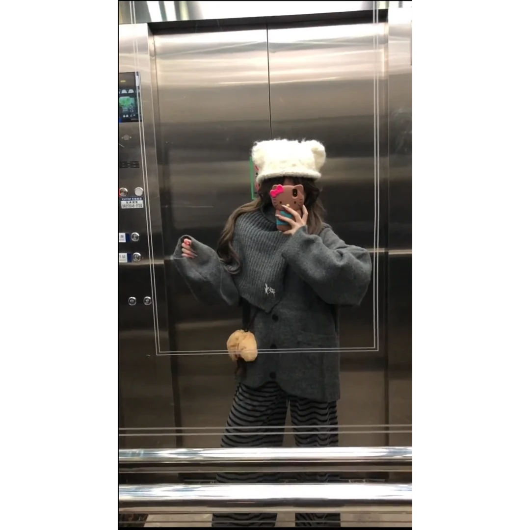 MARIE.COCO软乎乎秋冬针织开衫毛衣女穿搭设计感宽松慵懒风休闲裤