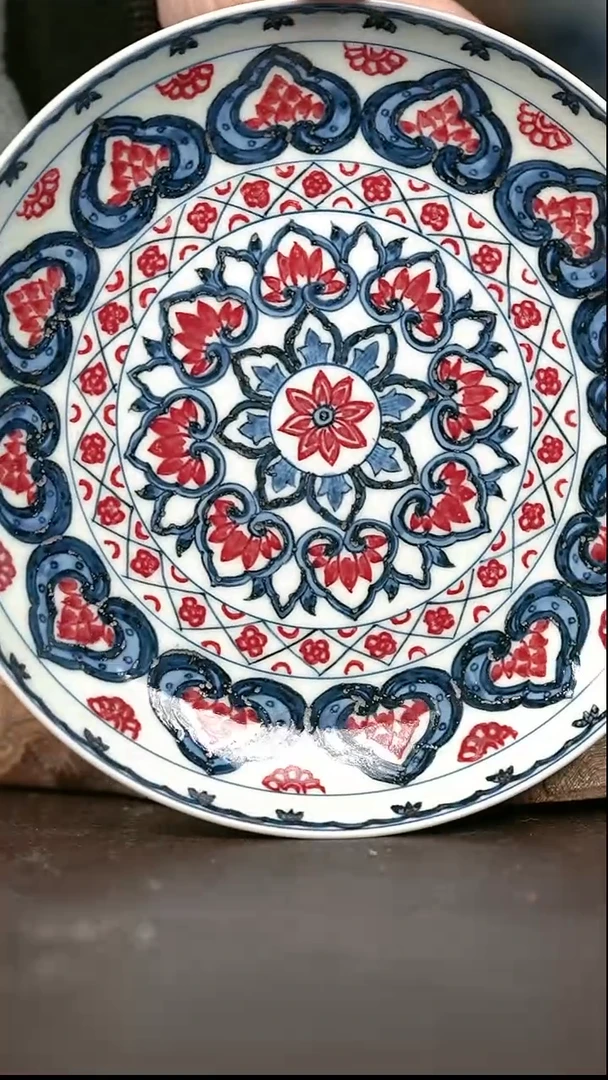 手绘 高温现代瓷  气窑   双如意纹壶承17.5CM