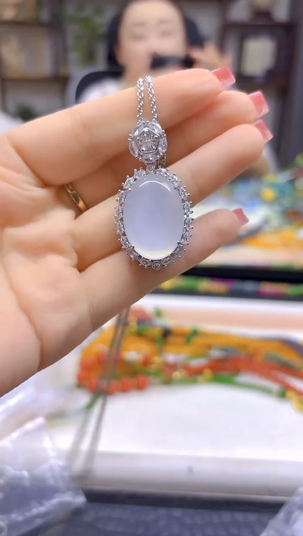 吊坠(赠链)银S925镶嵌翡翠DIY款D316