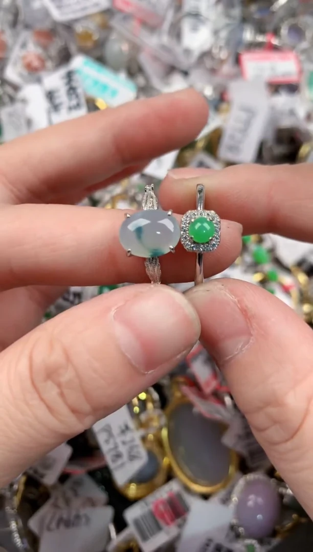 银S925镶嵌戒指翡翠4444----10